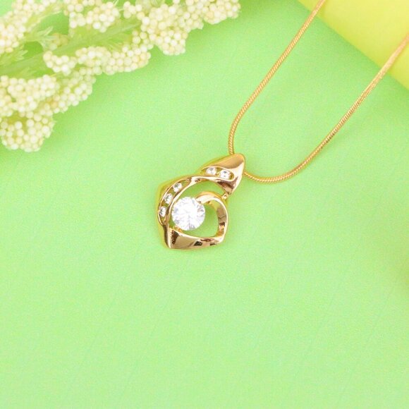 "Rose Gold Twist Pendant with Central Round Stone and Side Accents, XPPT1509 - Picture 2 of 13